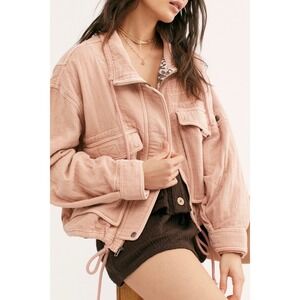 FREE PEOPLE Eyes on You Surplus Oversized Jacket in Dusty Pink Size XS